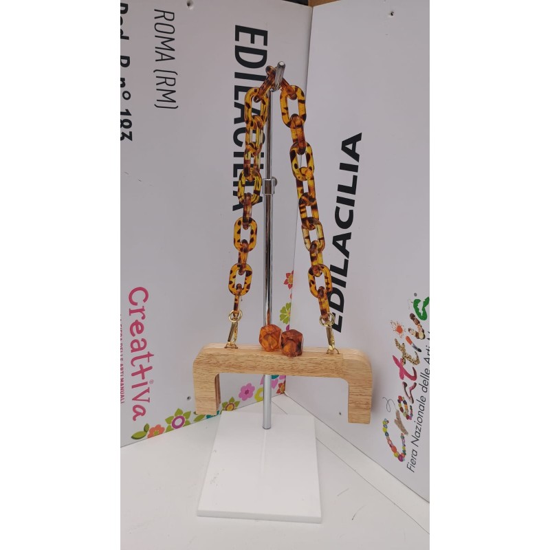 Clik Clak Legno Cm. 20 Con Pomelli Tartarugati E Catena