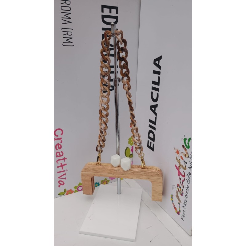 Clik Clak Legno Cm. 20 Con Pomelli Bianchi E Catena