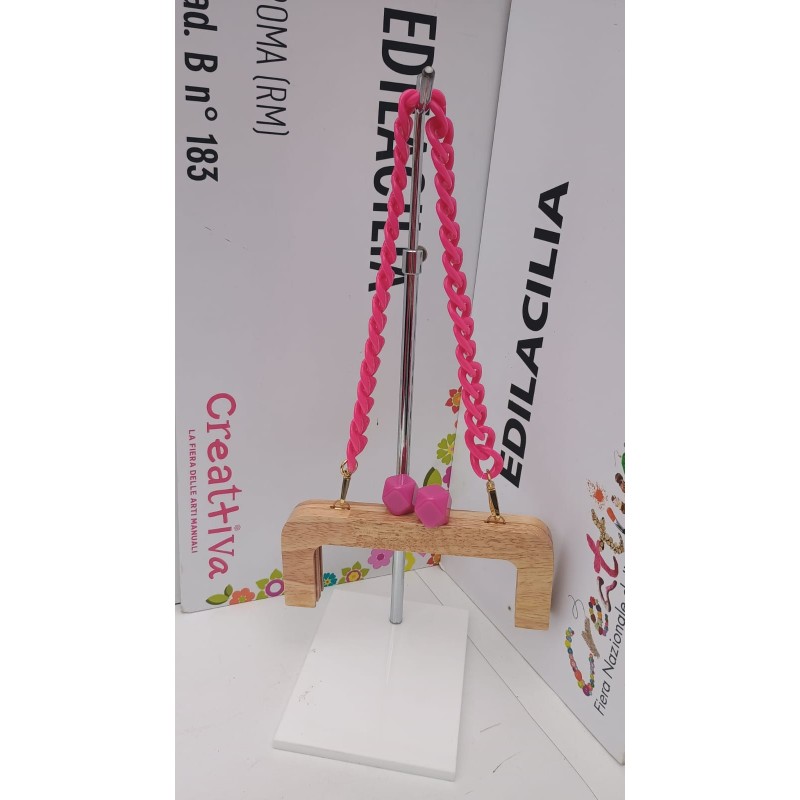 Clik Clak Legno Cm. 20 Con Pomelli Fucsia E Catena