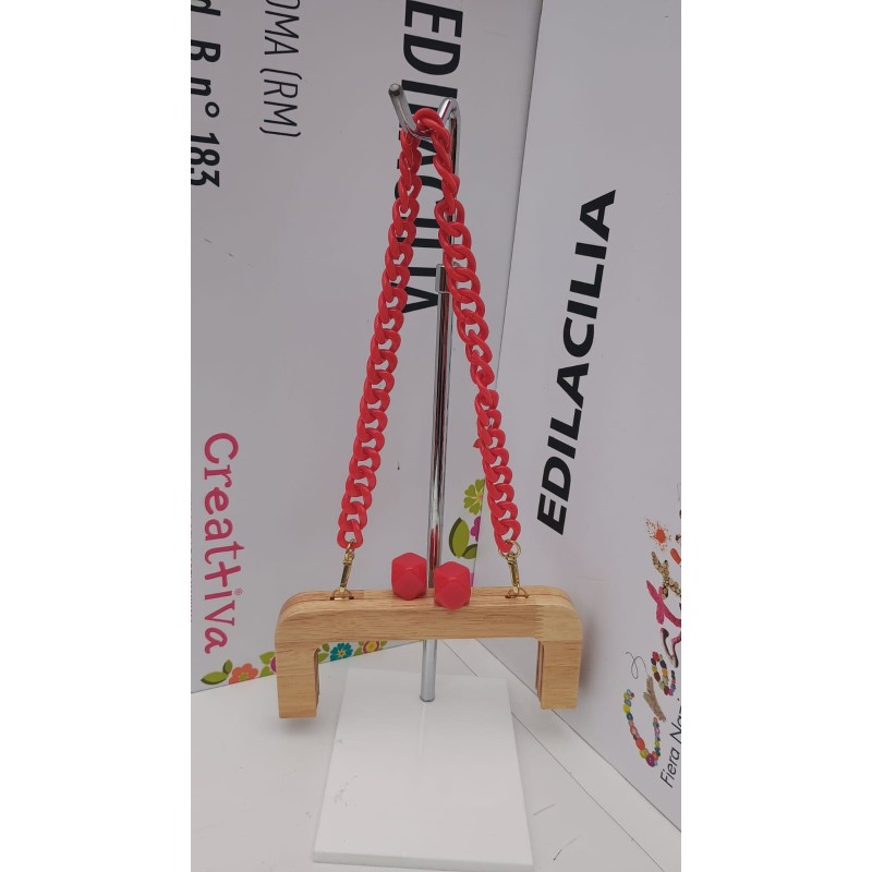 Clik Clak Legno Cm. 20 Con Pomelli Rossi E Catena